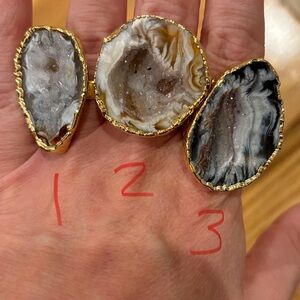 Gold & Silver Agate Stone Fashion Rings - Price is for ONE ring each.